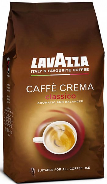 Кофе в зернах Lavazza Caffe Crema Classico 1кг фото в онлайн-магазине Kofe-Da.ru